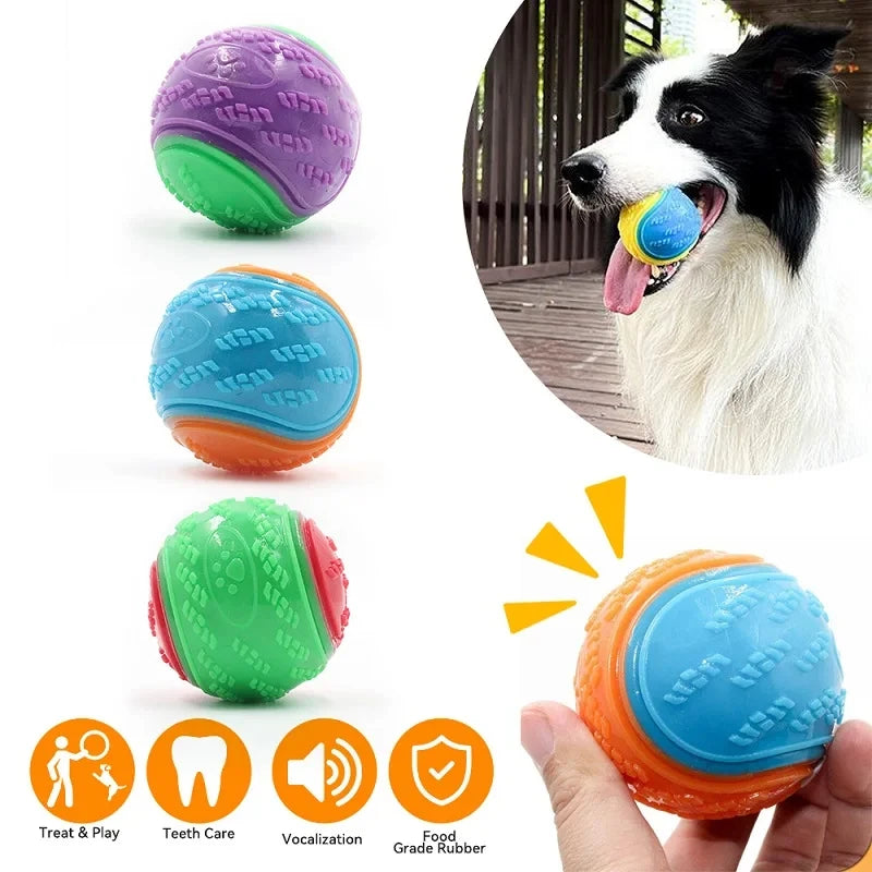 Dog Bite Toy, Soft TPR Pet Teeth Cleaning Bite Resistance Squeaky Dog Ball Toy