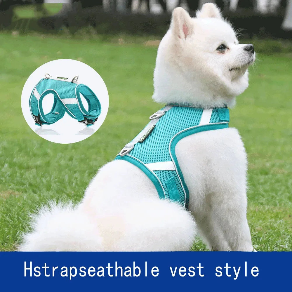 New Pet Chest and Backband Breathable Mesh Chest and Backband Reflective Dog Rope Small Dog Pet Towing Rope