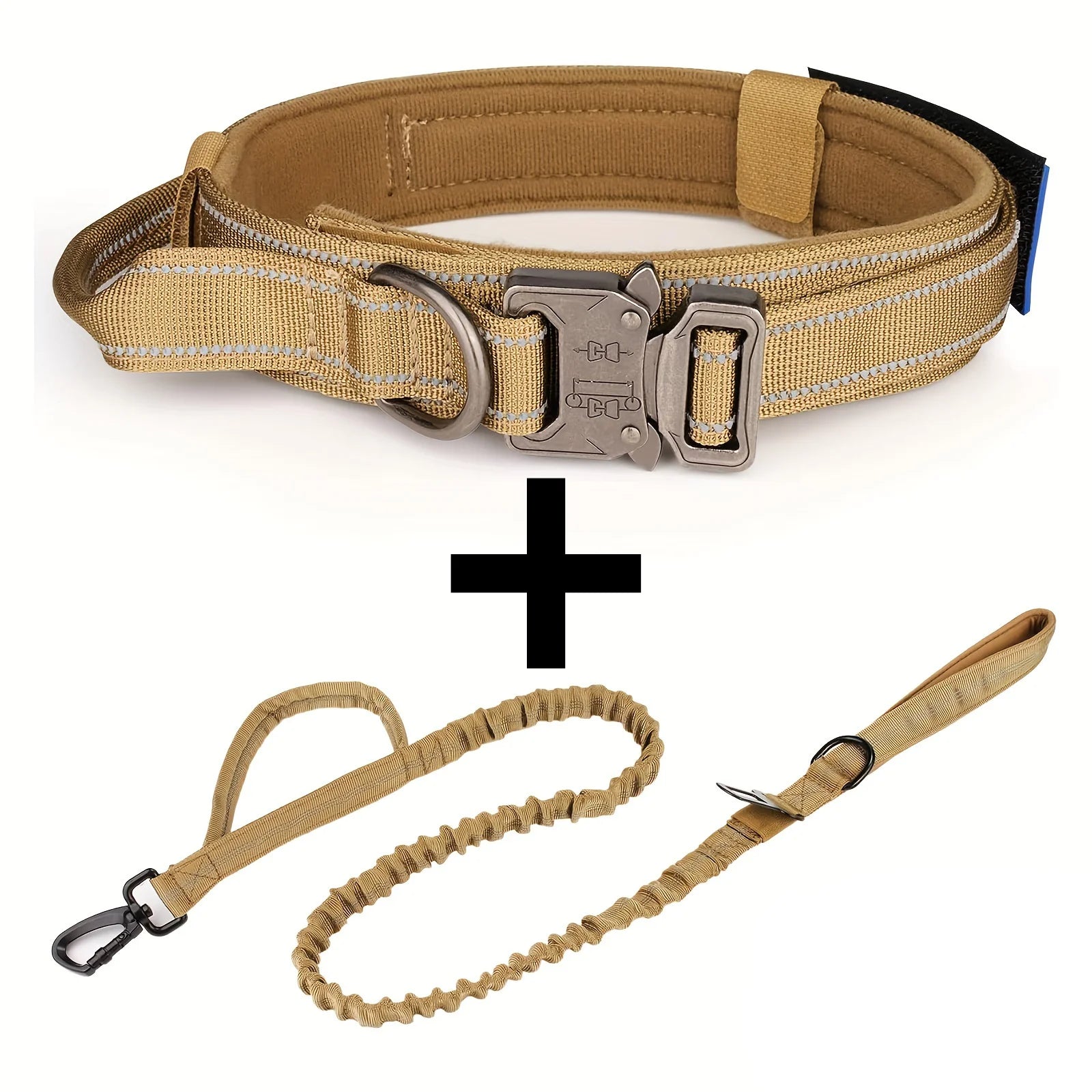 Tactical Dog Collar and Leash Set, Military Dog Collar and Leash for Medium to Large Dogs, Adjustable Heavy Duty Metal Buckle Re