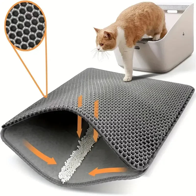 Cat Litter Mat Double-layer Cat Litter Trapping Mat Waterproof And Leak Proof Pet Toilet Mat Diaper Pad Cat Feeding Mat With Non