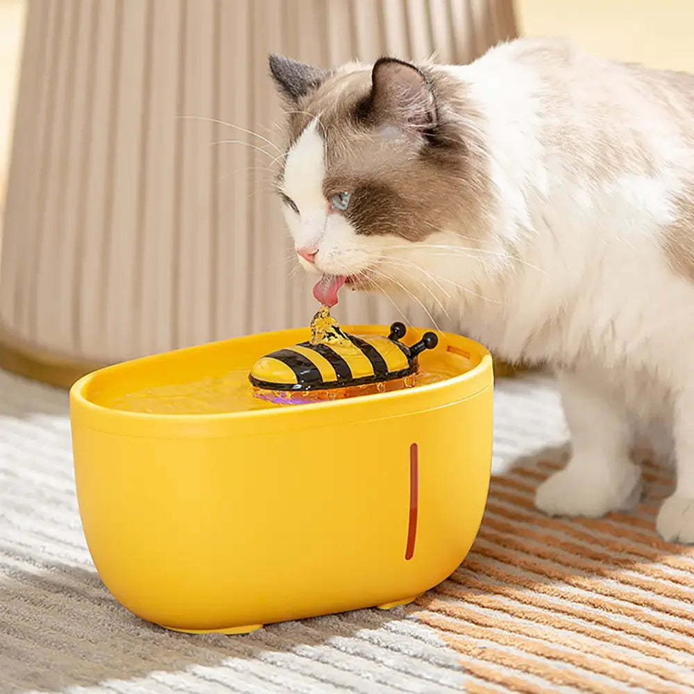 2L,Pet water dispenser,Cute bee style,machine smart wireless cat drinking water, automatic circulation filter drinking fountain,