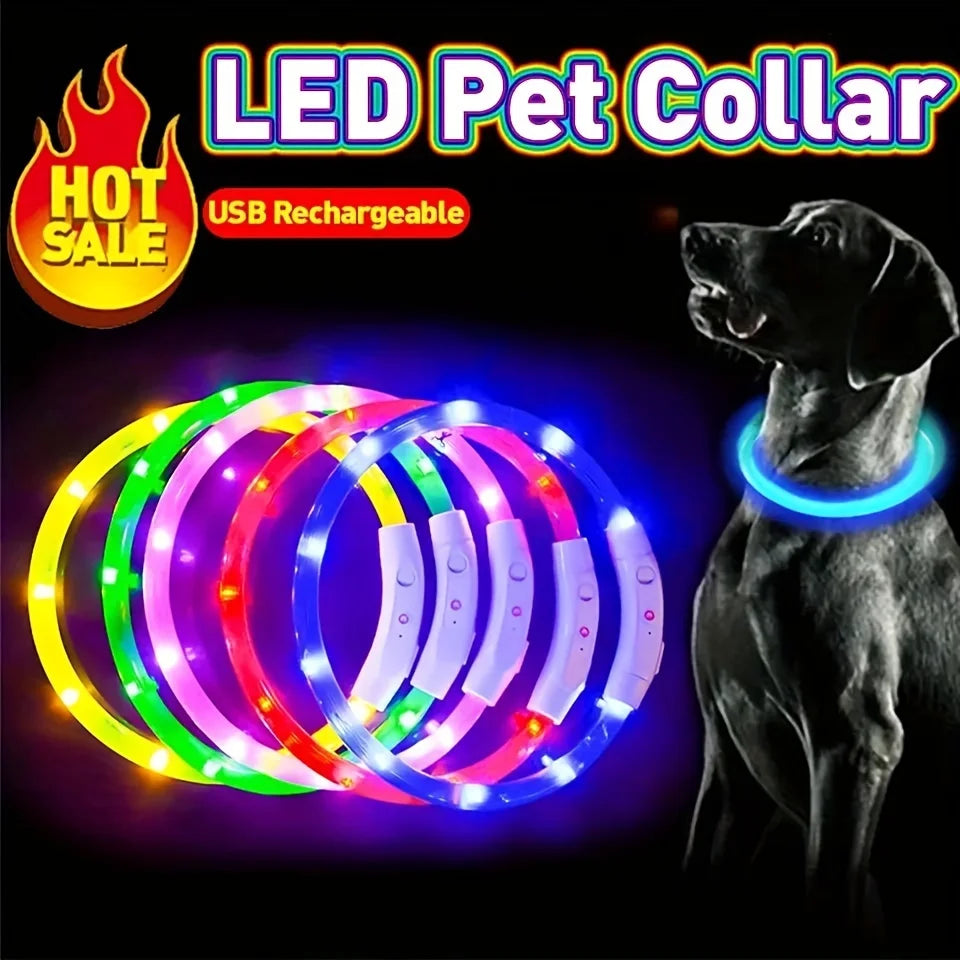 Nighttime Safety LED Collar: USB Rechargeable, Waterproof & Adjustable - Enhance Your Pet's Visibility & Safety