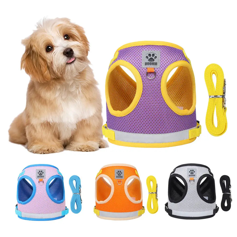 Dog chest harness,Soft Padded No-Pull Step-in Reflective Mesh Breathable Soft Pet Leash and Harness set